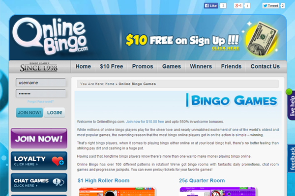 Online Bingo screen shot