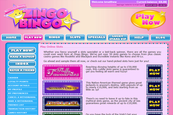 Zingo Bingo screen shot